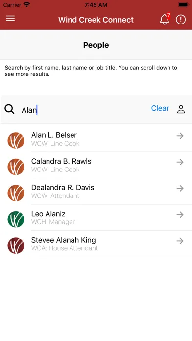 ภาพหน้าจอของ Wind Creek Connect App