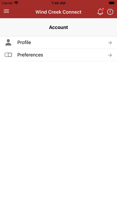 ภาพหน้าจอของ Wind Creek Connect App