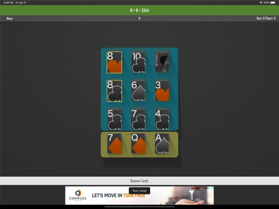 Tangkapan layar Zilch Solitaire iPad 