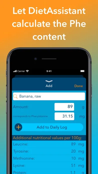 Скриншоты DietAssistant for PKU