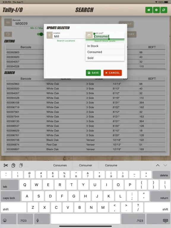 Tally-Out iPad  Screenshots