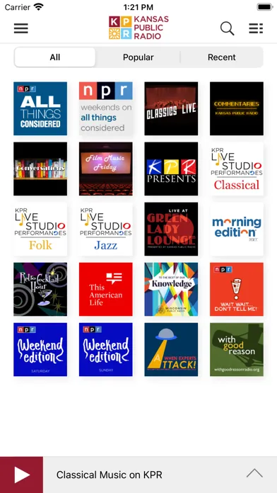 Zrzuty ekranu Kansas Public Radio