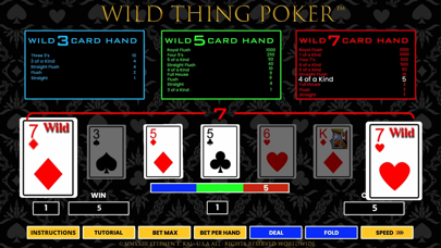 Captures d'écran de Wild Thing Poker