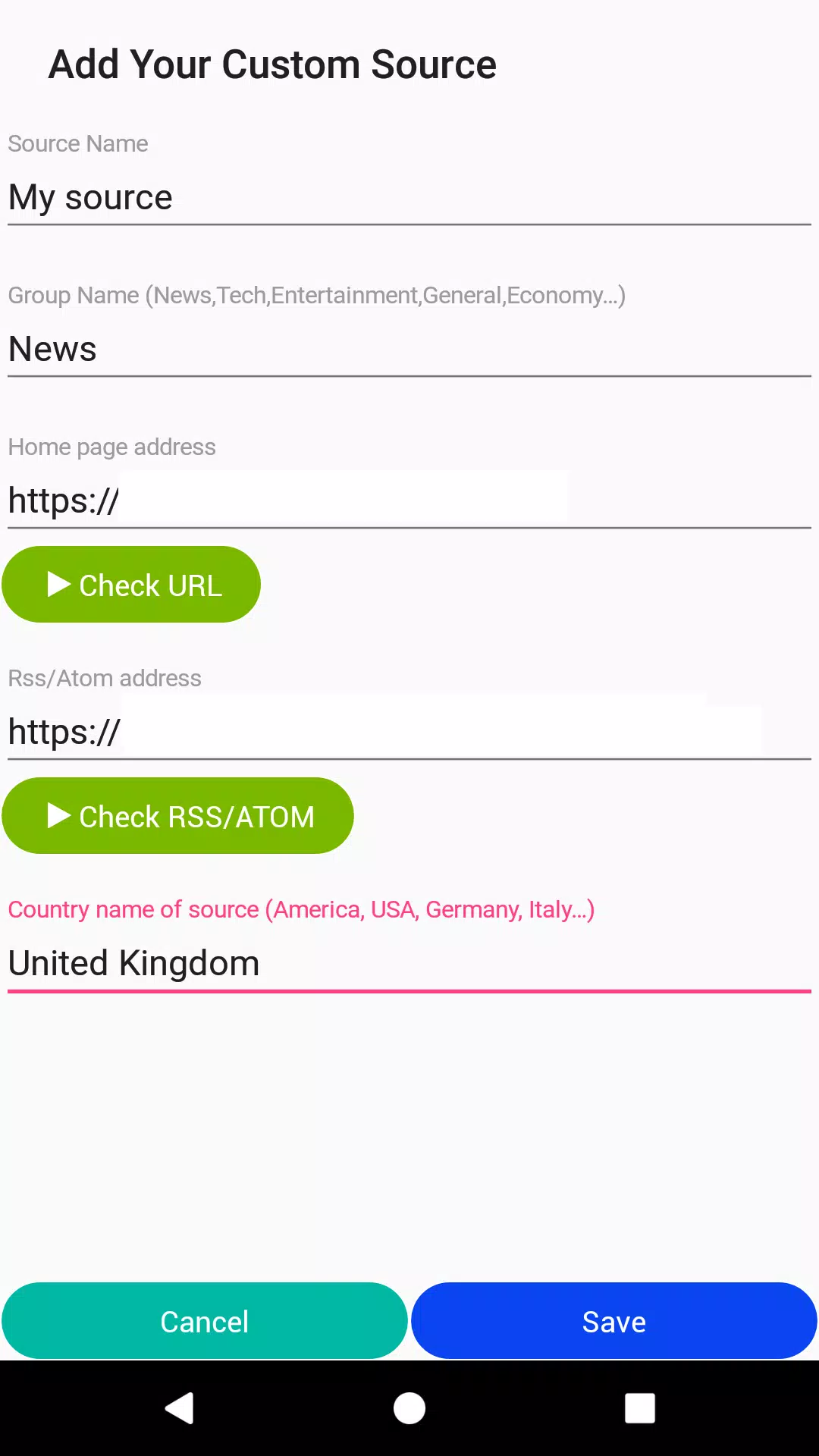 Screenshot di RSS and ATOM Feed Reader