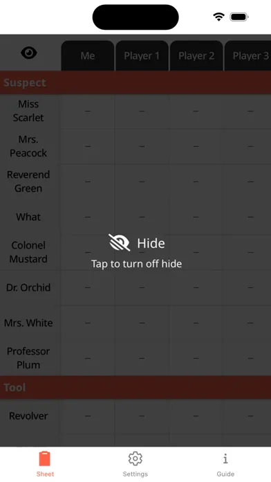 Clue Sheet Ekran Görüntüleri