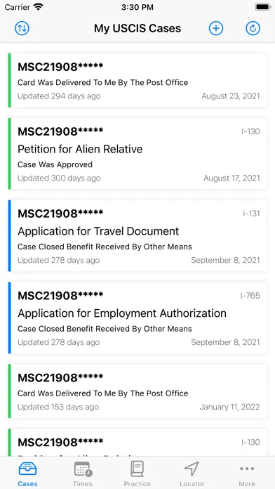 Ảnh chụp màn hình của Case Tracker for USCIS Status