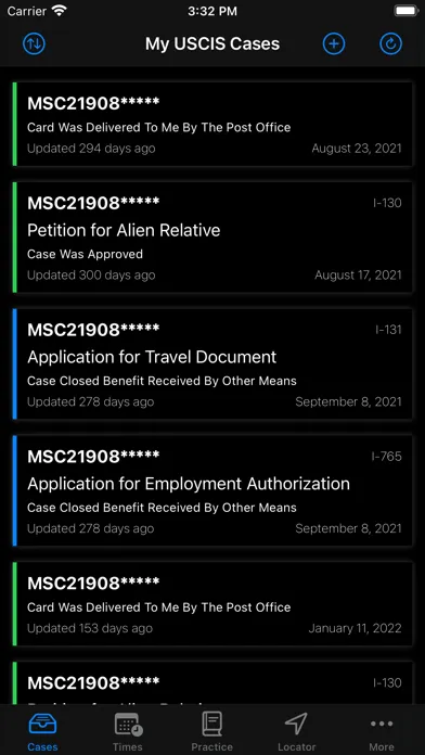 Ảnh chụp màn hình của Case Tracker for USCIS Status