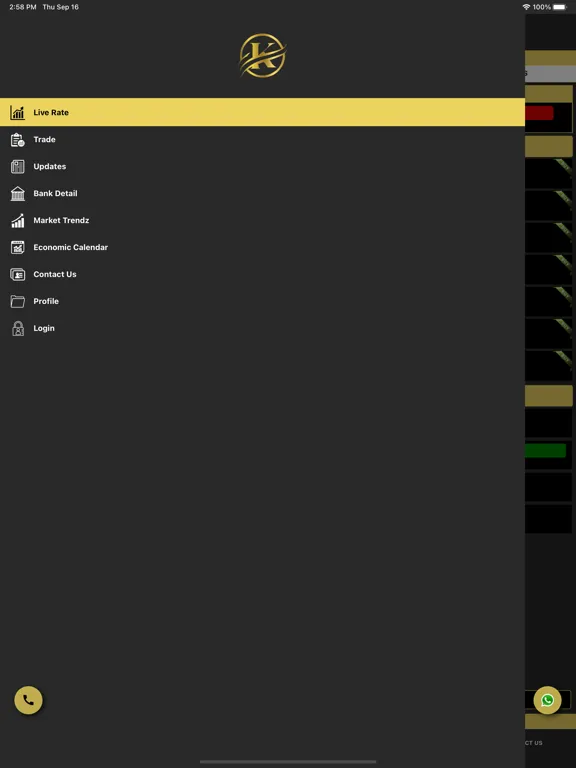 Tangkapan layar Kiran Gold iPad 