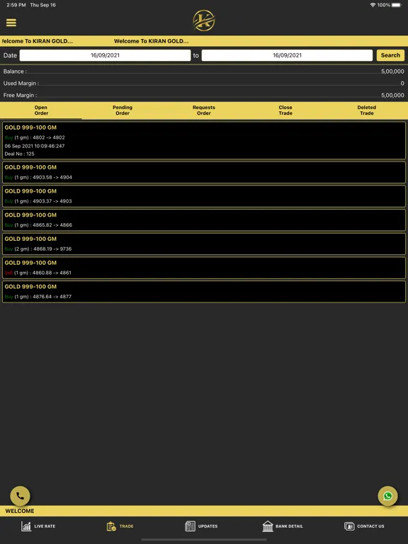Tangkapan layar Kiran Gold iPad 