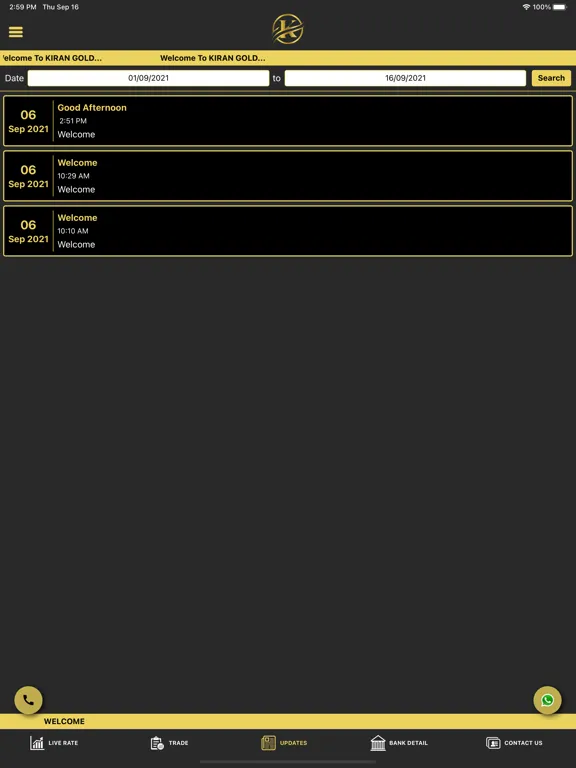Tangkapan layar Kiran Gold iPad 
