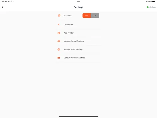 Screenshot di Kiwi POS iPad 
