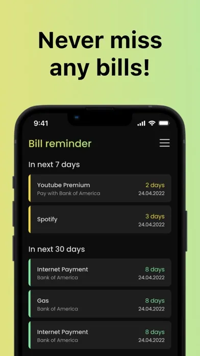 Bill & subscription tracker স্ক্রিনশট