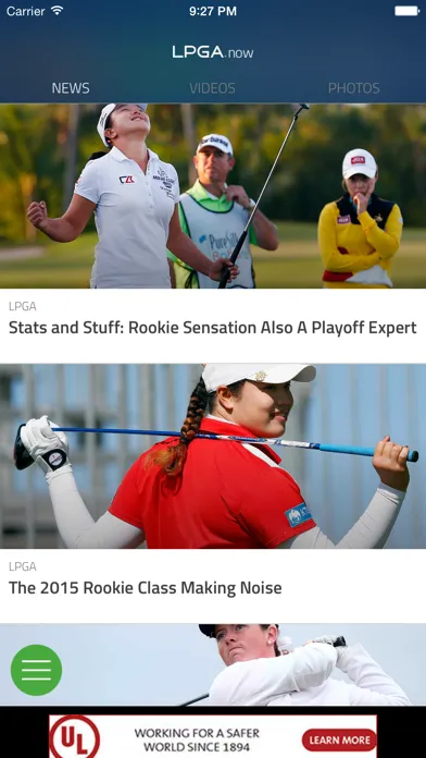 Tangkapan skrin LPGA Now