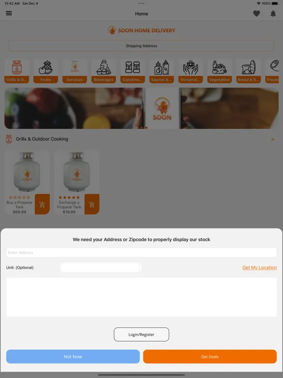 Tangkapan layar Soon Home Delivery iPad 