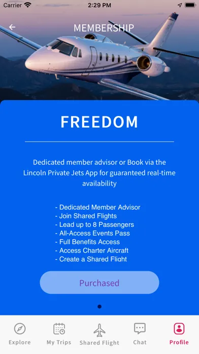 Capturas de tela do Lincoln Private Jets