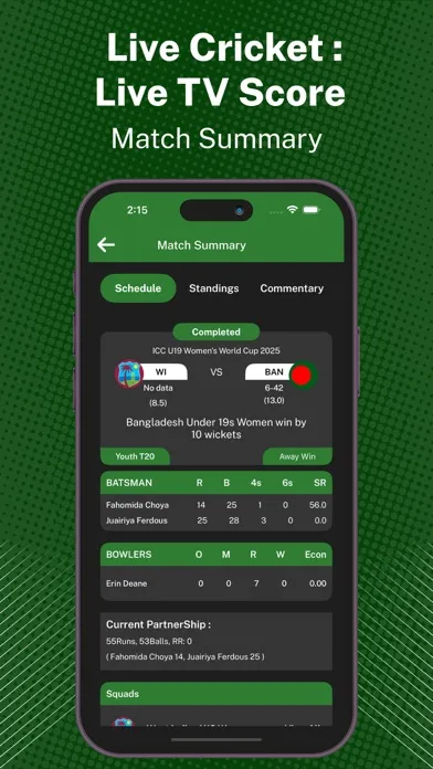Captures d'écran de Live Cricket : Live TV Score