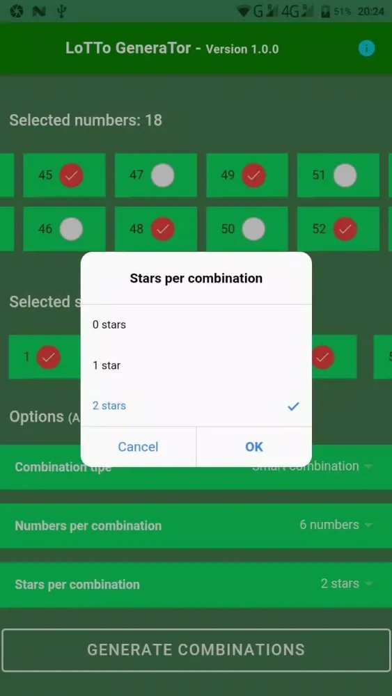 Capturas de tela do Universal generator of lottery