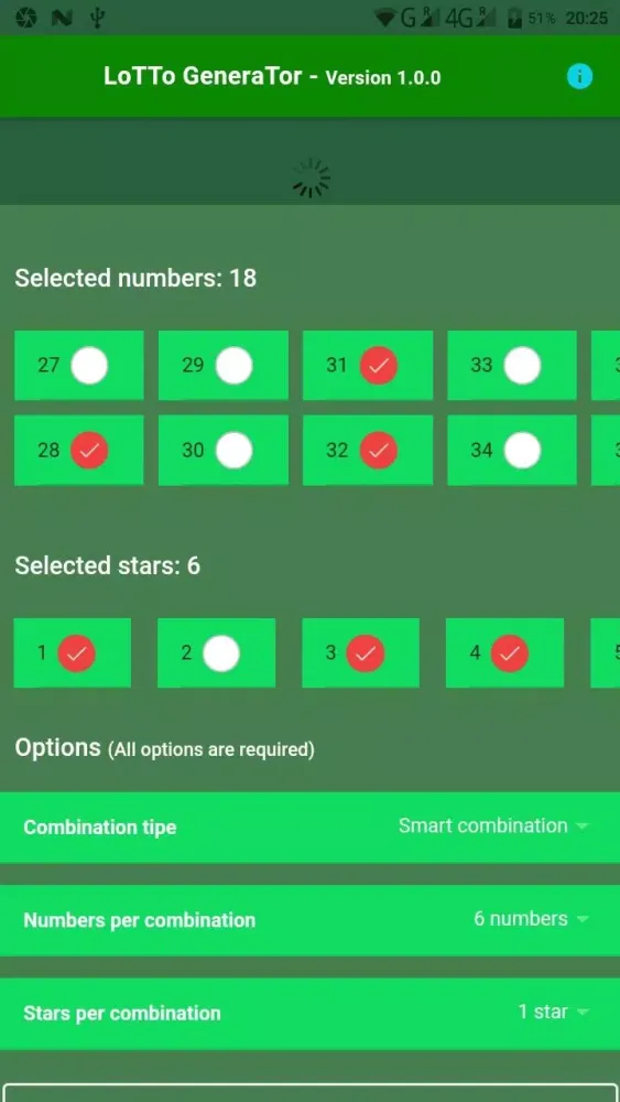 Capturas de tela do Universal generator of lottery