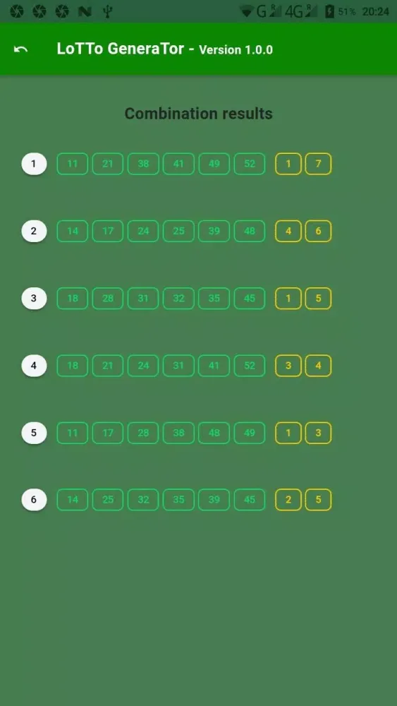 Capturas de tela do Universal generator of lottery