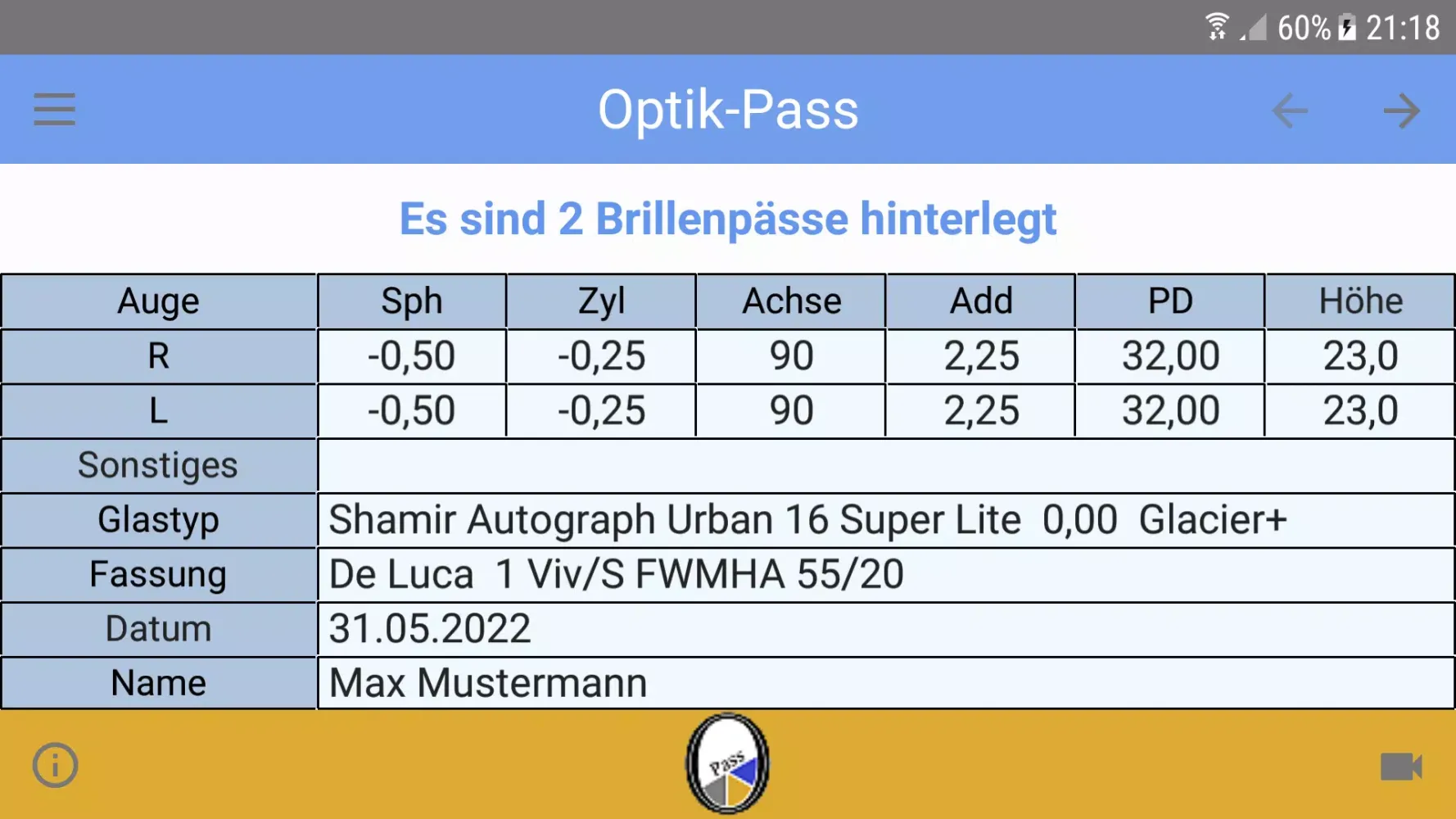 Tangkapan layar Optik-Pass