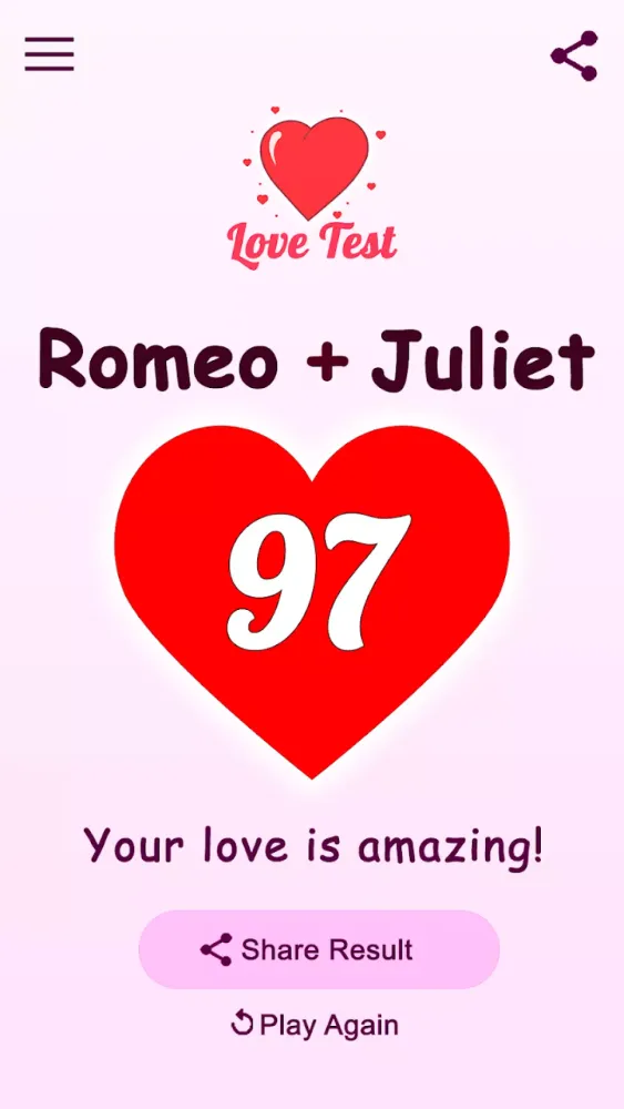 Tangkapan skrin Love Test - Compatibility Test