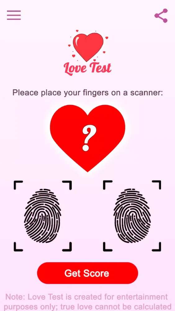 Tangkapan skrin Love Test - Compatibility Test