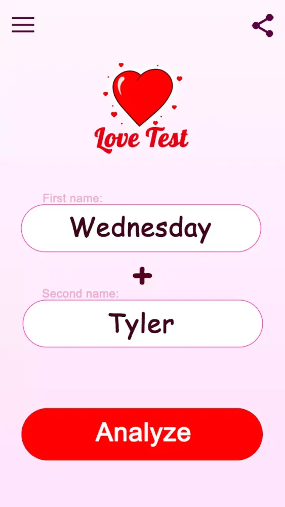 Tangkapan skrin Love Test - Compatibility Test