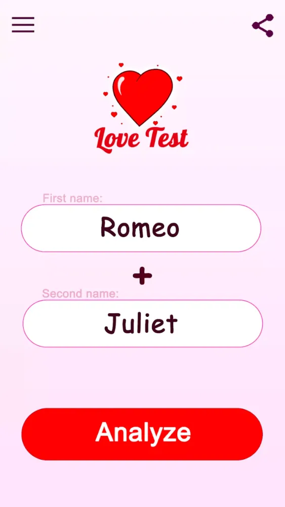 Tangkapan skrin Love Test - Compatibility Test