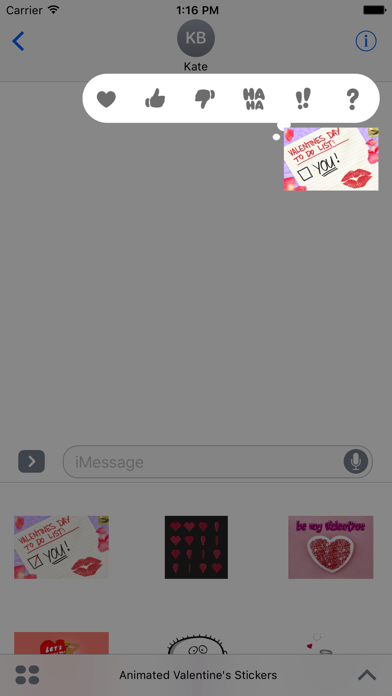 Tangkapan skrin Animated Valentine's Stickers