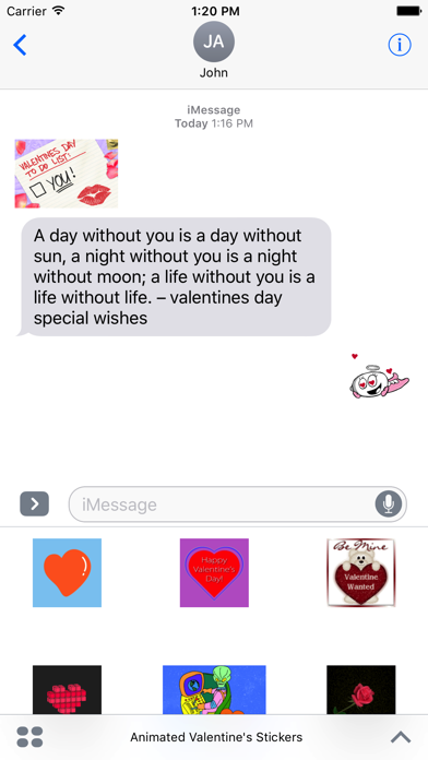 Tangkapan skrin Animated Valentine's Stickers