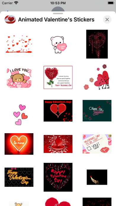 Tangkapan skrin Animated Valentine's Stickers