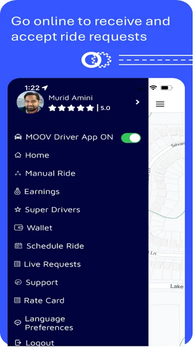 Tangkapan skrin MOOV Driver App