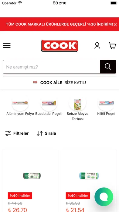 Tangkapan skrin Mağaza COOK