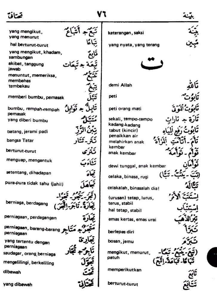 Tangkapan skrin Kamus Arab Indonesia