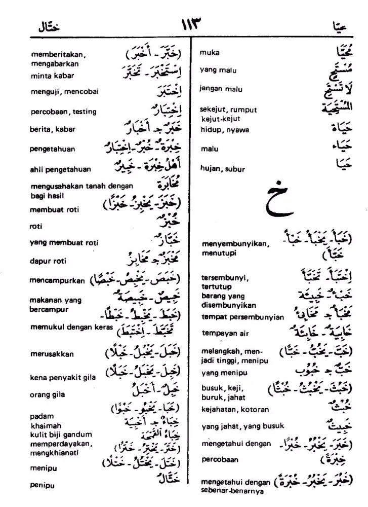 Tangkapan skrin Kamus Arab Indonesia