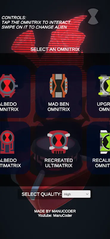 Omnitrix Simulator Screenshots