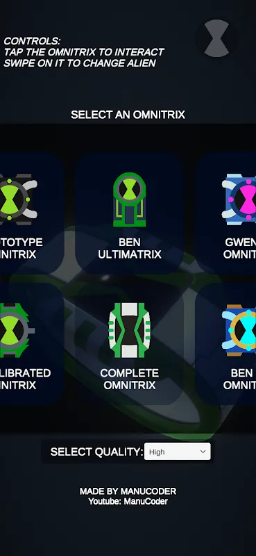 Omnitrix Simulator Screenshots