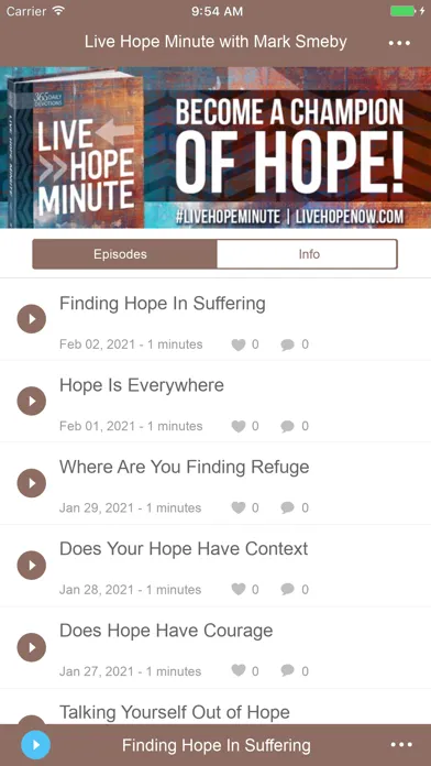 Tangkapan skrin Live Hope Minute w/ Mark Smeby