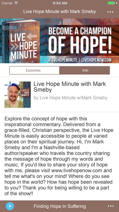 Tangkapan skrin Live Hope Minute w/ Mark Smeby