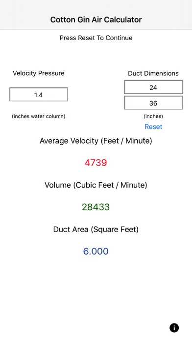Cotton Gin Air Calculator স্ক্রিনশট
