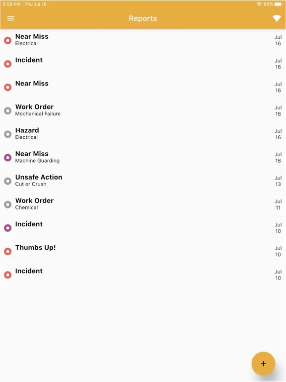Tangkapan skrin Incident and Hazard ID iPad 