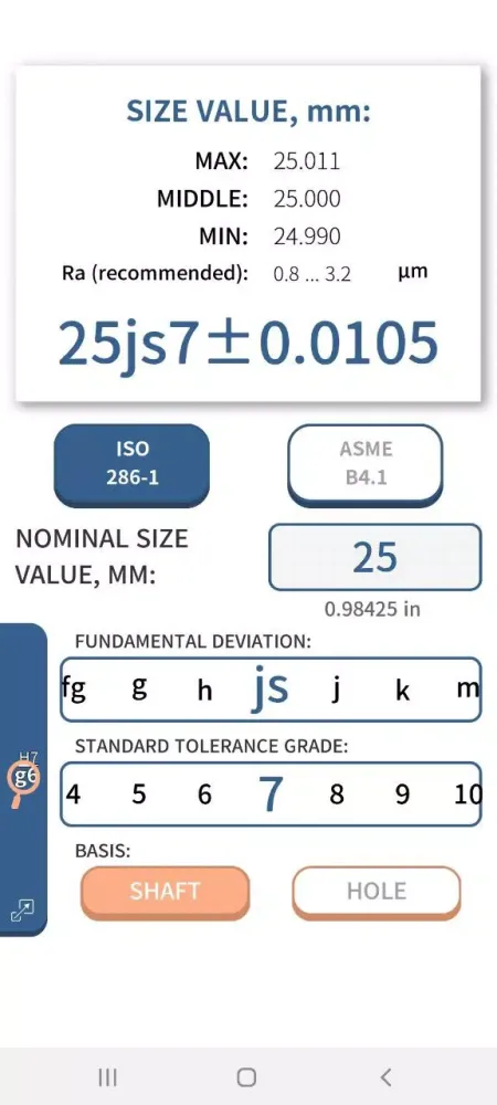 Tolerance and fits ISO应用截图