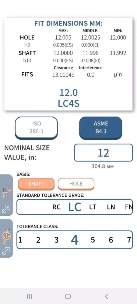 Tolerance and fits ISO应用截图