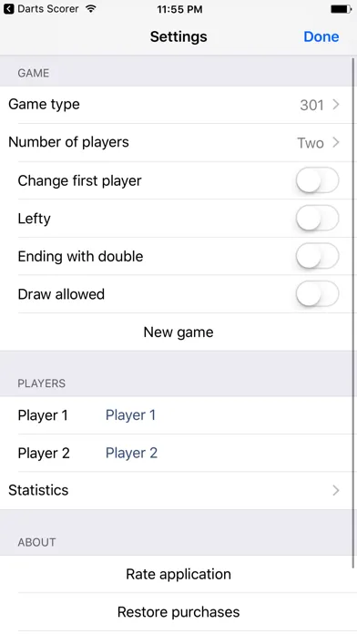 Capturas de tela do Darts Score Board Lite