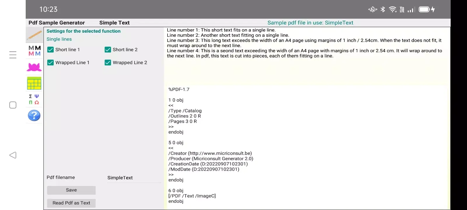Ảnh chụp màn hình của Pdf Sample Generator