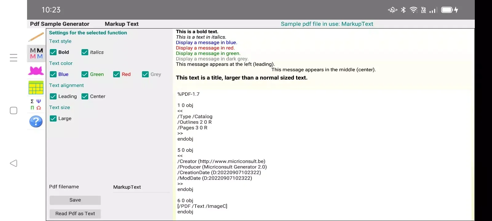 Ảnh chụp màn hình của Pdf Sample Generator