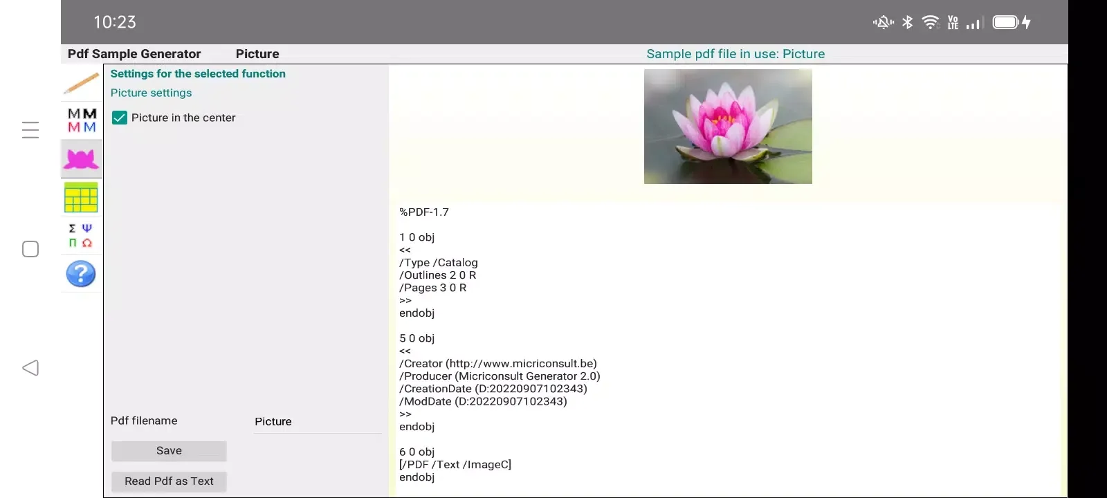 Ảnh chụp màn hình của Pdf Sample Generator
