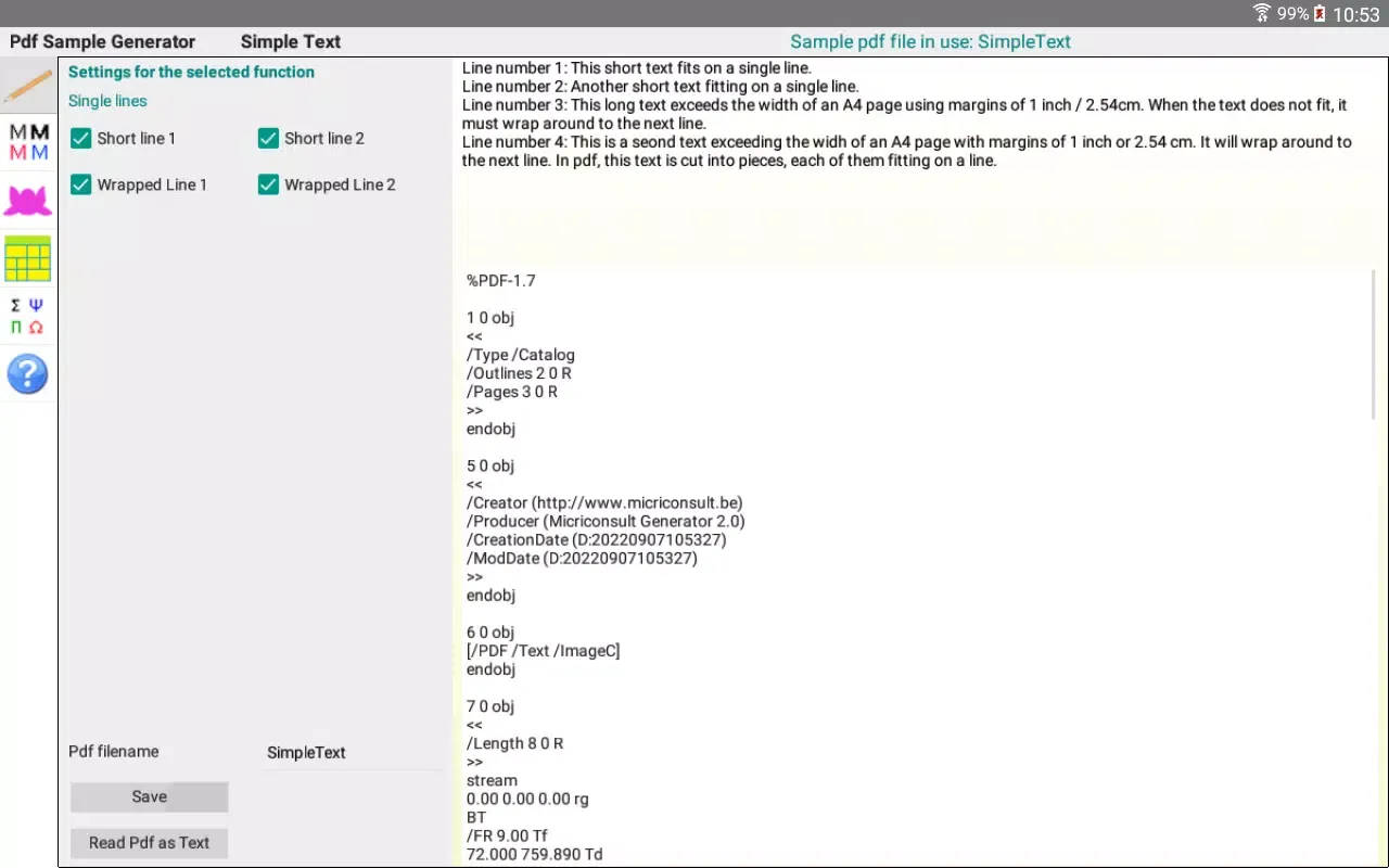 Ảnh chụp màn hình của Pdf Sample Generator