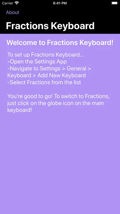 Fractions Keyboard Screenshots