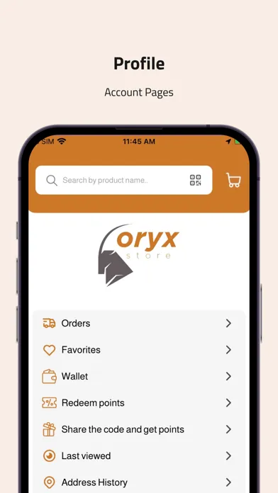Tangkapan skrin Oryx Store